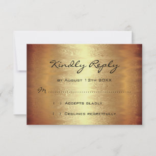 RSVP Fête de Fiançailles Doré Feuille Simple Moder