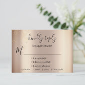 RSVP Fête de Mariage Paillettes Rose Gold Floral (Debout devant)