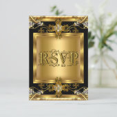 RSVP Fiançailles Elegant or fleuri Bijou noir 2 (Debout devant)