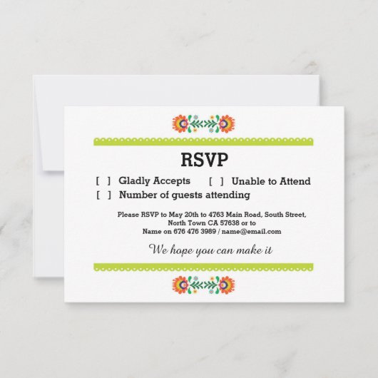RSVP Fiesta Mexicaine Impression Cartes Lime Weddi (Devant)