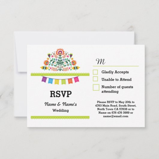 RSVP Fiesta Mexicaine Imprimé Cartes de Mariage (Devant)