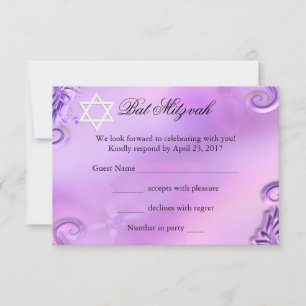 RSVP Fille de Bat Mitzvah Jolie Fleur Rose Violet