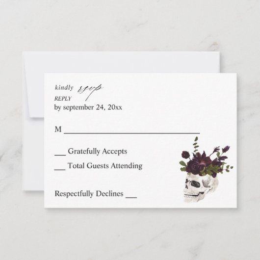 RSVP Fleur et Crâne Violet Halloween sans Repas (Devant)