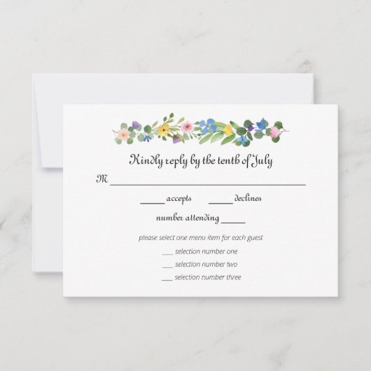 RSVP fleur sauvage avec carte de réponse de sélect (Devant)