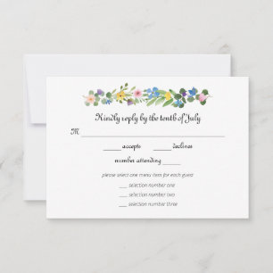 RSVP fleur sauvage avec carte de réponse de sélect