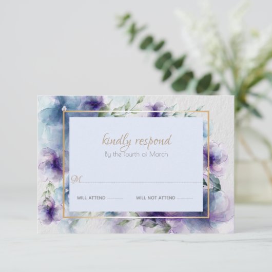 RSVP | Fleurs d'aquarelle translucides à violet bl (Debout devant)