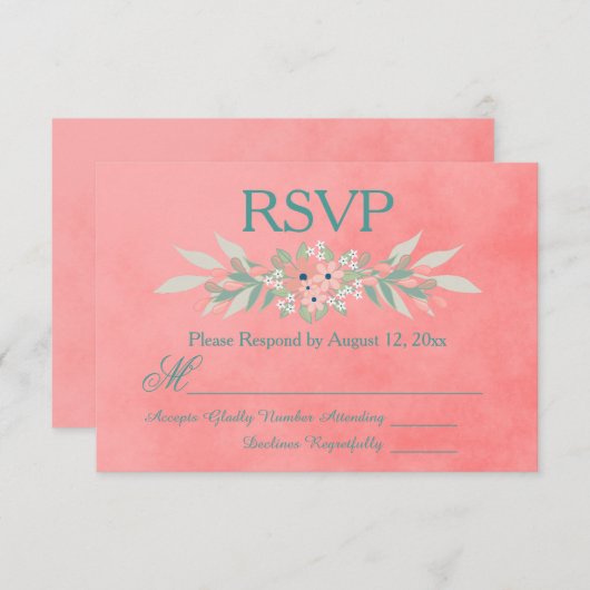 RSVP Fleurs rose et verte (Devant / Derrière)