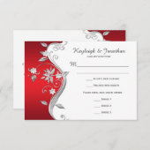 RSVP Fleurs Rouges Blanches Argentées Ornées (Devant / Derrière)