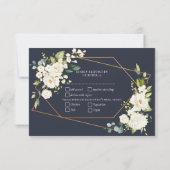 RSVP floral blanc blanc blanc et géométrique en cu (Dos)
