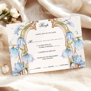 Rsvp floral bleu blanc avec choix de repas