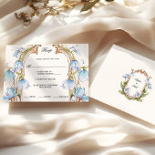 Rsvp floral bleu blanc avec choix de repas
