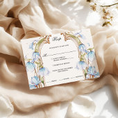 Rsvp floral bleu blanc avec choix de repas