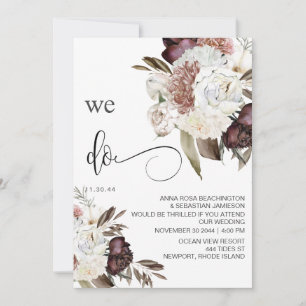 * RSVP Floral Bourgondië Roos AR15 QR BRUILOFT Kaart
