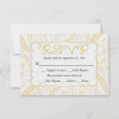 RSVP Floral Gold & White Feuilles & Fleurs - Menu (Devant)