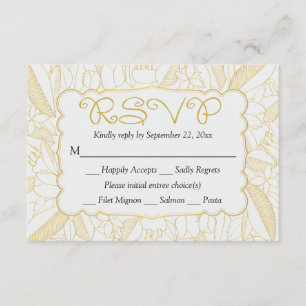 RSVP Floral Gold & White Feuilles & Flowers - Menu