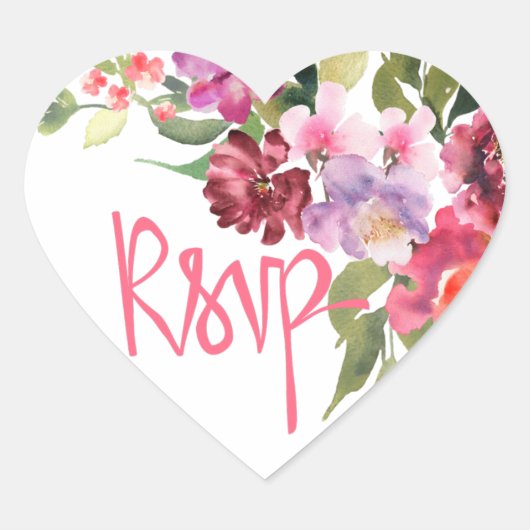 RSVP floral Hart Sticker (Voorkant)