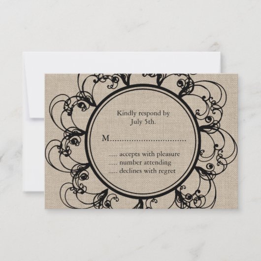 RSVP floral sur burlap (Devant)