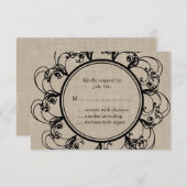 RSVP floral sur burlap (Devant / Derrière)