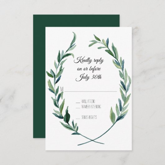 RSVP Forest Green Laurel Wreath Olive Leaf Branche (Devant / Derrière)