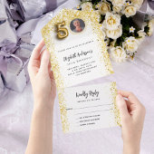 RSVP foto feestje 50e verjaardag witgoud All In One Uitnodiging