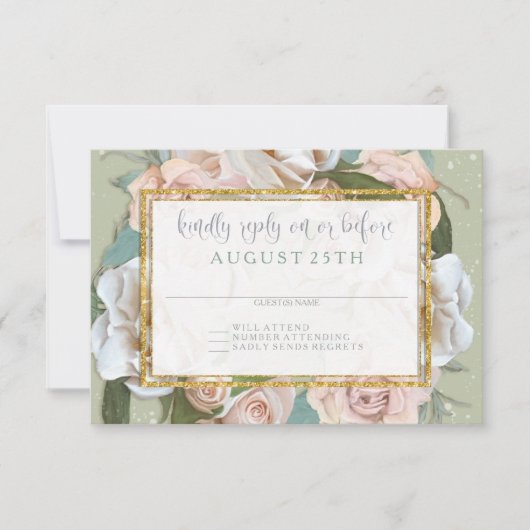 RSVP France Floral Wreath Blush Rose Roses Or (Devant)