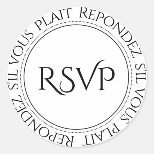 RSVP Frans Elegant Envelope Seals Ronde Sticker (Voorkant)