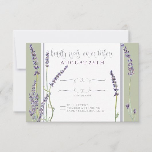 RSVP Franse lavender Flowers Modern Typografie (Voorkant)