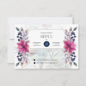 RSVP Fuchsia Roze Marine Blauw Bloemen Elegant (Voorkant)
