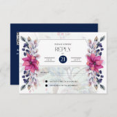 RSVP Fuchsia Roze Navy Blauwe Bloem Elegant (Voorkant / Achterkant)