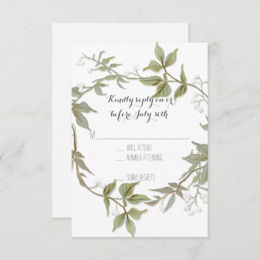 RSVP Garden Foliage Laurel Wreath Mariage rustique (Devant / Derrière)