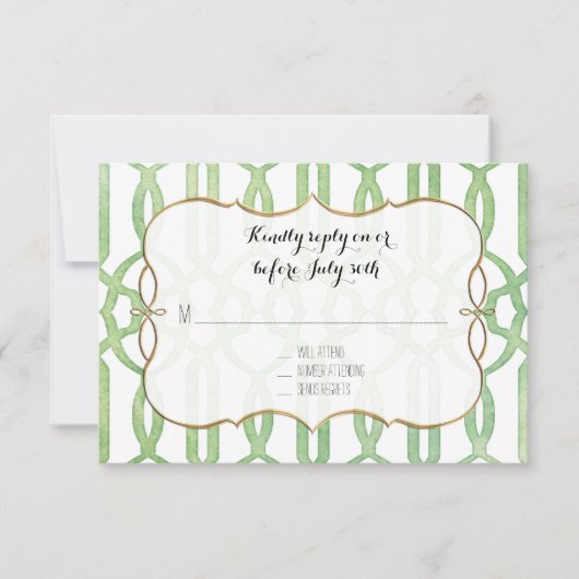 RSVP Garden Trellis Pattern Green Modern Simple Kaartje (Voorkant)