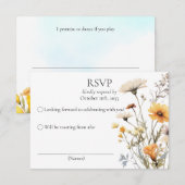 RSVP gele wilde bloemen botanische bruiloft thema (Voorkant / Achterkant)