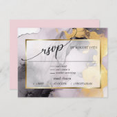 RSVP | Gemarmerd stoffig Roos Zwart Goud Abstract (Voorkant / Achterkant)