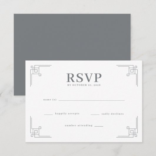 RSVP Géométrique Noir Élégant (Devant / Derrière)