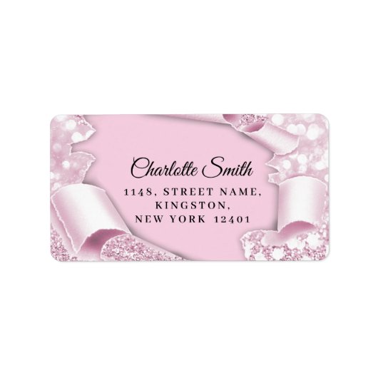 RSVP Glitter Sweet 16th Pink Blush Etiket (Voorkant)