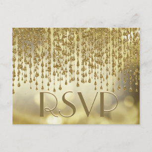 RSVP Gold Confetti Streams met Bokeh-achtergrond Uitnodiging Briefkaart