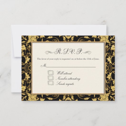 RSVP Gold Floral Damask Faux Mariage Parties scint (Devant)