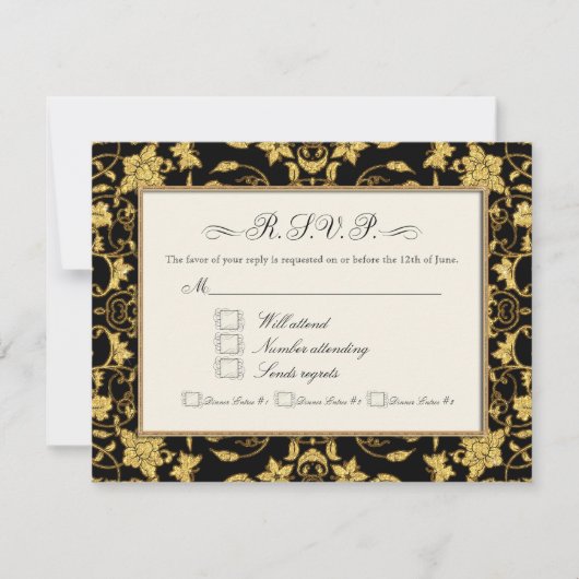 RSVP Gold Floral Damask Parties scintillant Mariag (Devant)