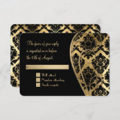 RSVP Gold Leaf Look Damask Scroll Mariage officiel (Devant / Derrière)