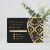 RSVP Gold Leaf Look Damask Scroll Mariage officiel (Debout devant)