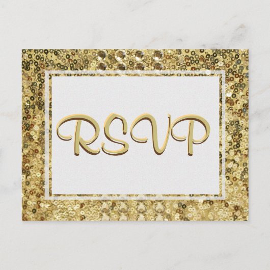 RSVP Gold Sequin Uitnodiging Briefkaart (Voorkant)