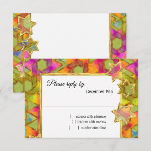 RSVP Gold Star Abstract Star Damask Kaart