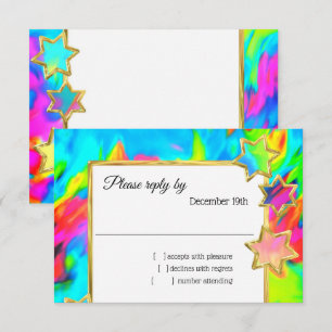RSVP Gold Star Abstracte turquoise stropdas Dye Kaart