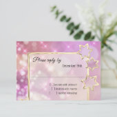 RSVP Gold Star Roze Bokeh Lights Kaart (Staand voorkant)