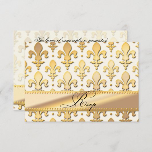 RSVP Gold Wedding Jubileum, Fleur de Lis (Voorkant / Achterkant)