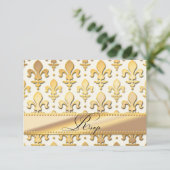 RSVP Gold Wedding Jubileum, Fleur de Lis Kaartje (Staand voorkant)