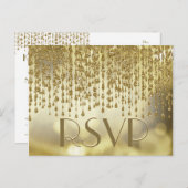 RSVP | Gouden Confetti Streams met Bokeh Achtergro Uitnodiging Briefkaart (Voorkant / Achterkant)