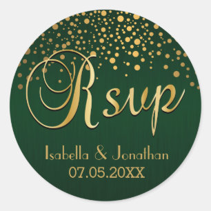 RSVP Gouden Stippen en Groen personaliseren Ronde Sticker