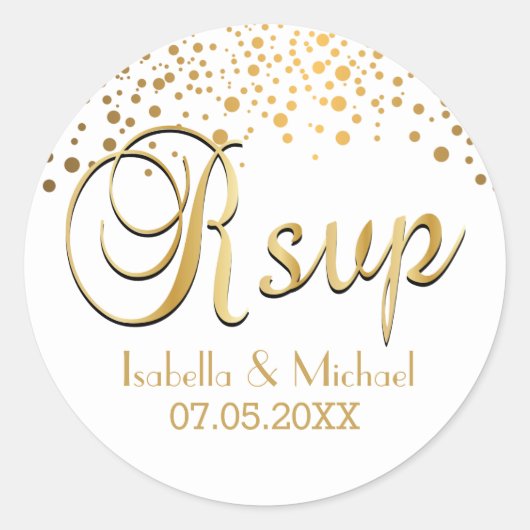 RSVP | Gouden Stippen | personaliseren Ronde Sticker (Voorkant)