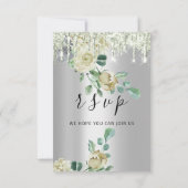 RSVP Gouttes d'Argent Fleurs Vertes Menthe Mariage (Dos)